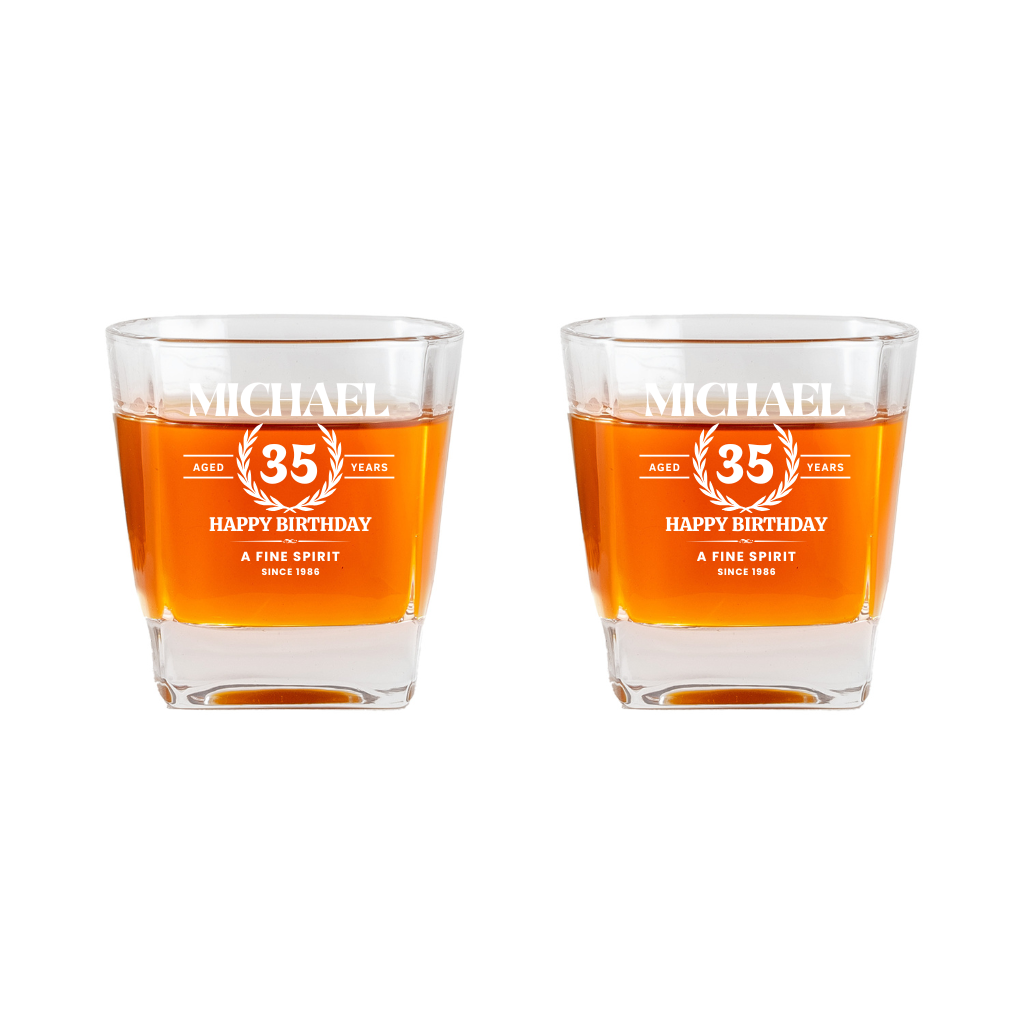 Custom Engraved Elegant Whiskey Decanter Set with Stainless Steel Stones and a Wooden Gift Box