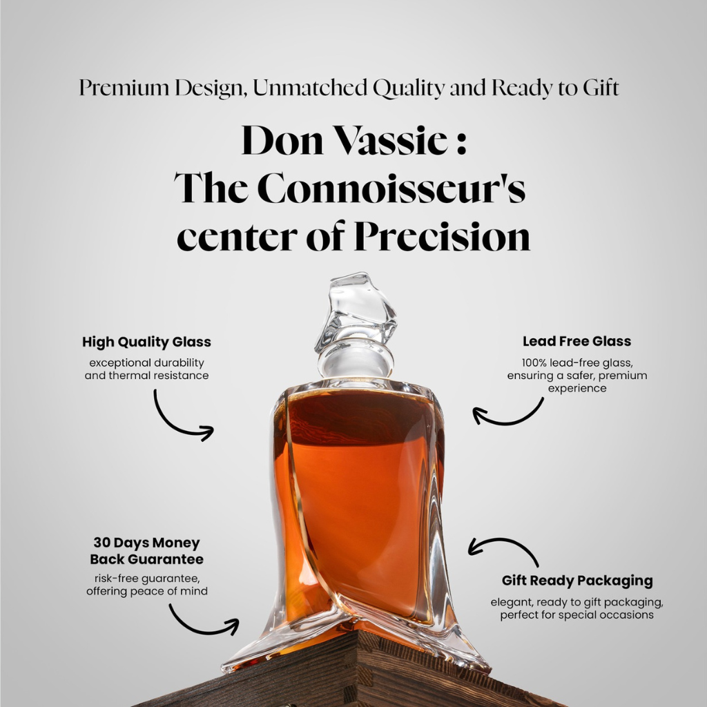 Don Vassie Gold Line Plated Luxury Whiskey Decanter Set -Twisted City