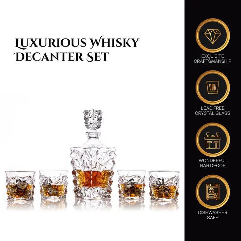 Don Vassie Luxury Whisky Decanter Set with 4 Glasses-DAINTREE RAINFOREST (pre-order ,shipping starts 15th October)