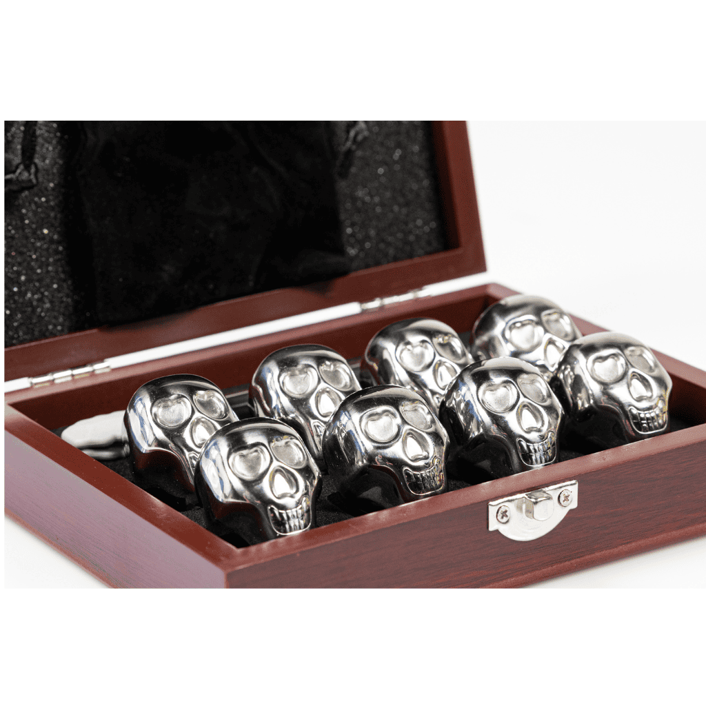 Don Vassie XL skull whiskey stones 8pcs in a luxury box