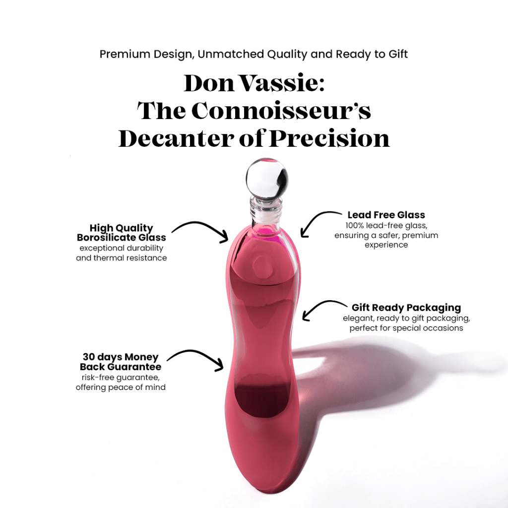 Don Vassie Pink High Heel Decanter Set - 750ml Decanter with 2 High Heel Glasses (60ml) and Matching Base - Perfect Gift for Parties & Celebrations