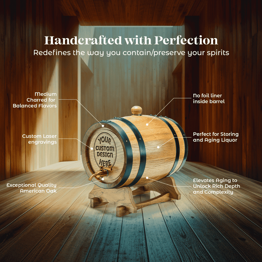 Handcrafted UPRIGHT American Oak Barrel -BUILD YOUR OWN CUSTOM DESIGN