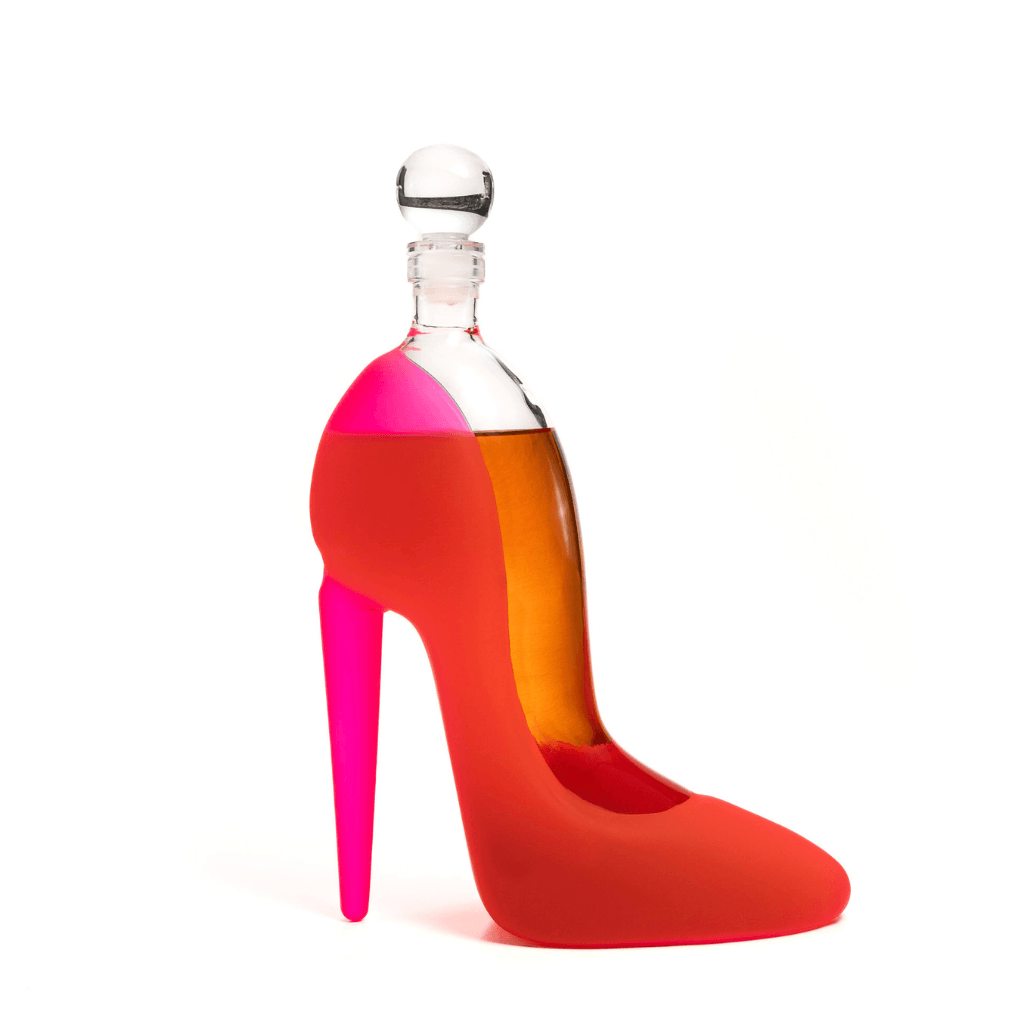 Don Vassie Pink High Heel Decanter Set - 750ml Decanter with 2 High Heel Glasses (60ml) and Matching Base - Perfect Gift for Parties & Celebrations