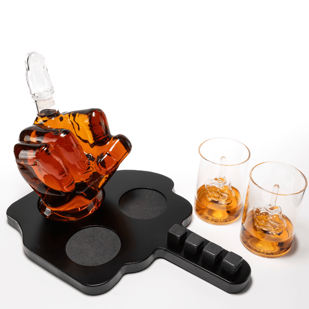 Don Vassie Limited Edition Middle finger decanter 1000ml with finger shaped wooden display