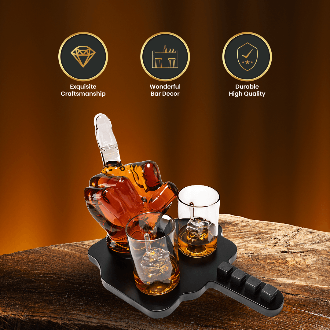Don Vassie Limited Edition Middle finger decanter 1000ml with finger shaped wooden display