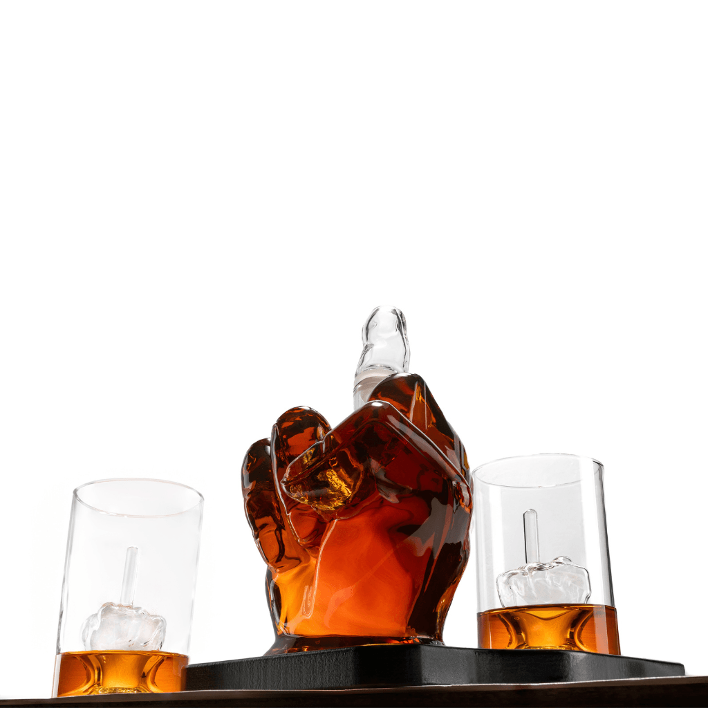 Don Vassie Limited Edition Middle finger decanter 1000ml with finger shaped wooden display