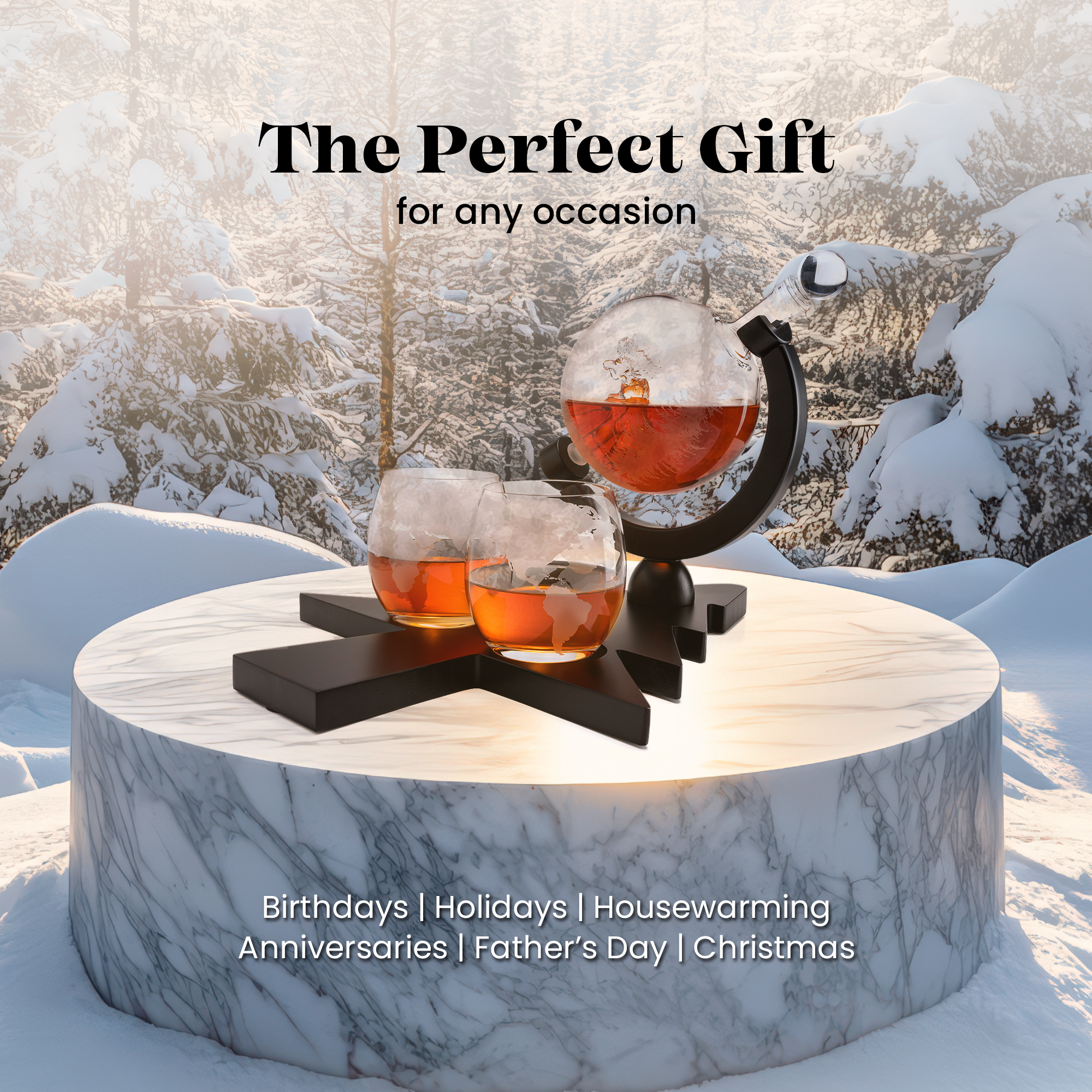 CUSTOM ENGRAVED Australia’s First Limited-Edition Christmas Globe Decanter Set with Hand-Blown Reindeer
