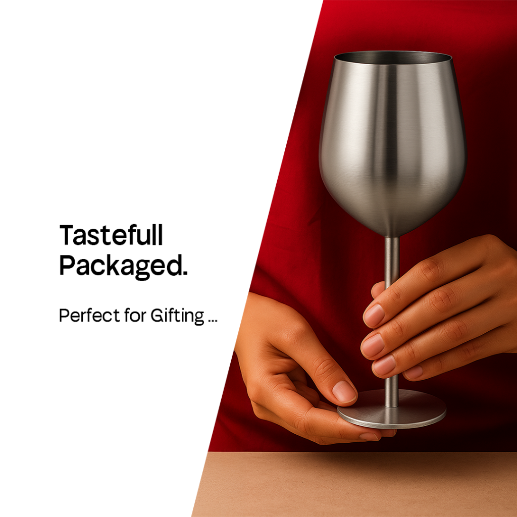 4 x Booze Bar Box – Premium Stainless Steel Wine Glasses (SS304)