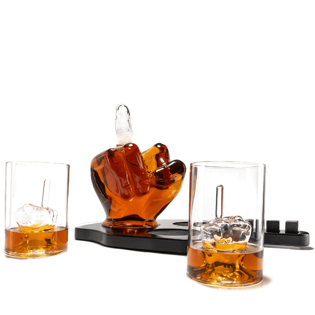 Don Vassie Limited Edition Middle finger decanter 1000ml with finger shaped wooden display