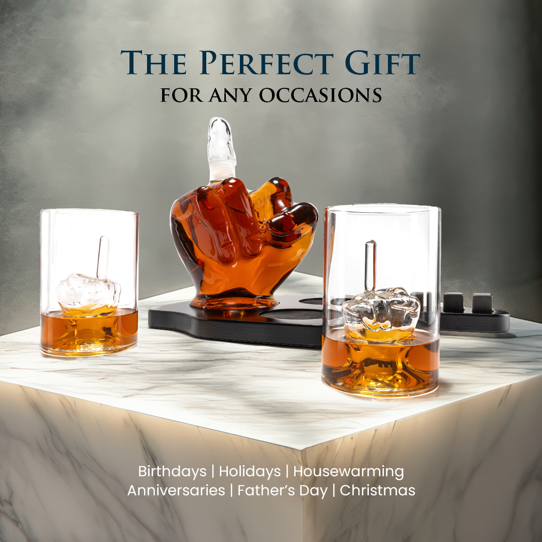 Don Vassie Middle Finger Whiskey/Wine Decanter Set 1000 ml