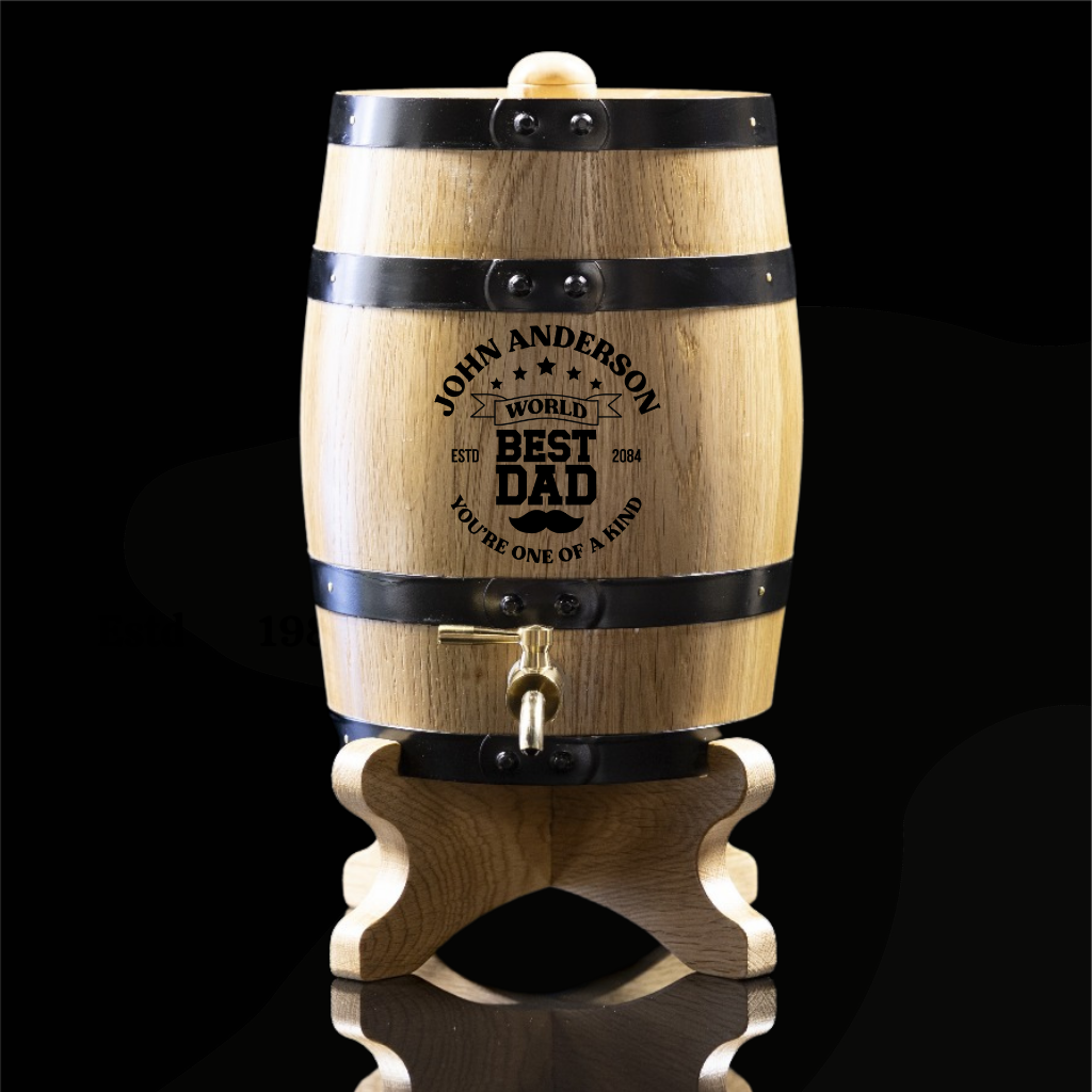 Custom Engraved UPRIGHT Oak Barrel – FATHERS DAY ENGRAVING
