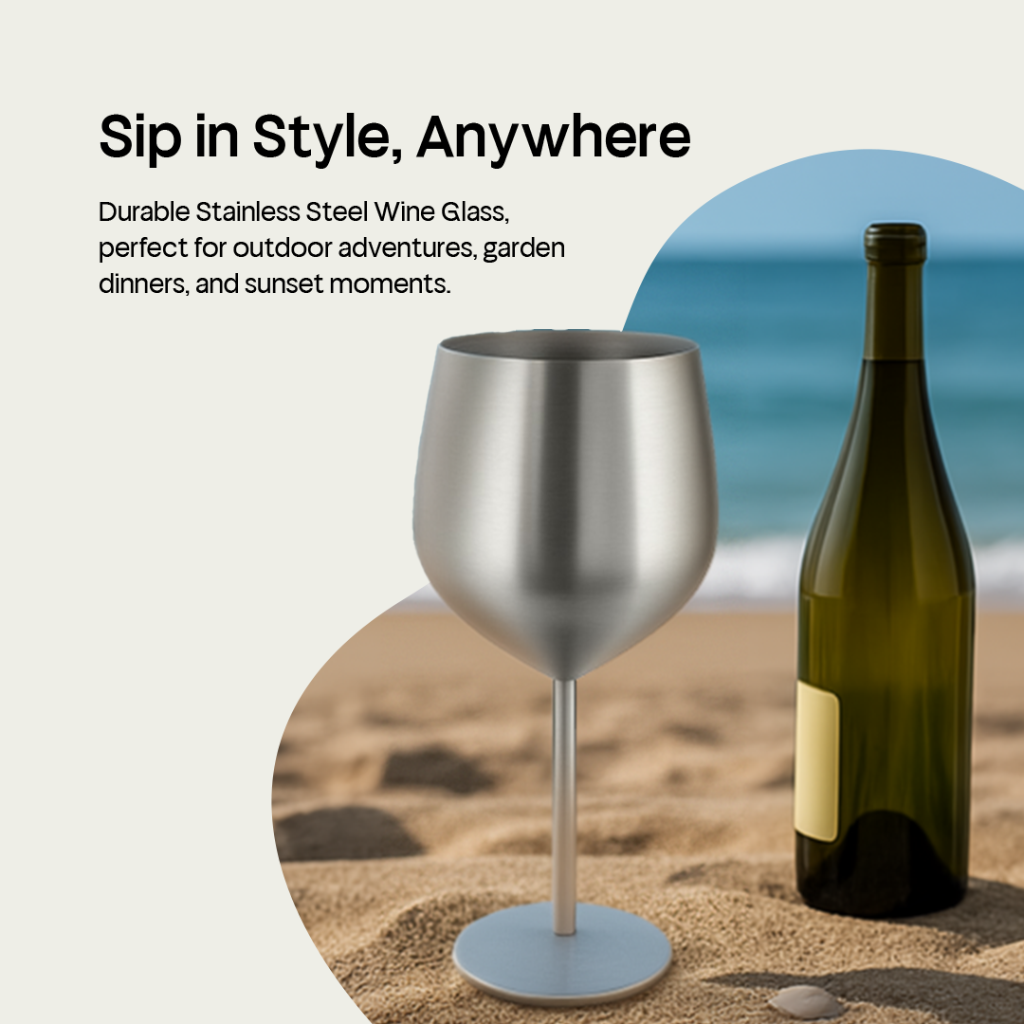 4 x Booze Bar Box – Premium Stainless Steel Wine Glasses (SS304)