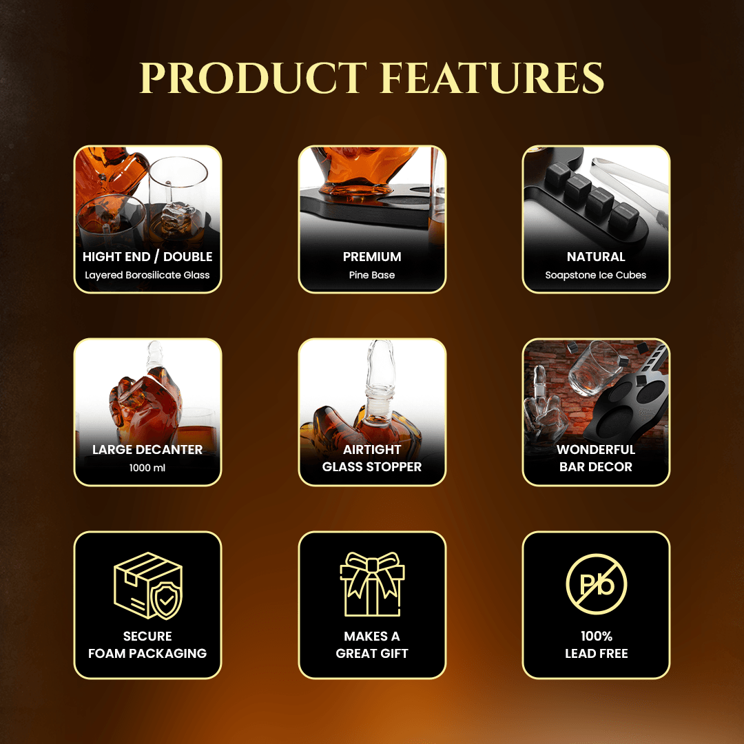 Don Vassie Limited Edition Middle finger decanter 1000ml with finger shaped wooden display
