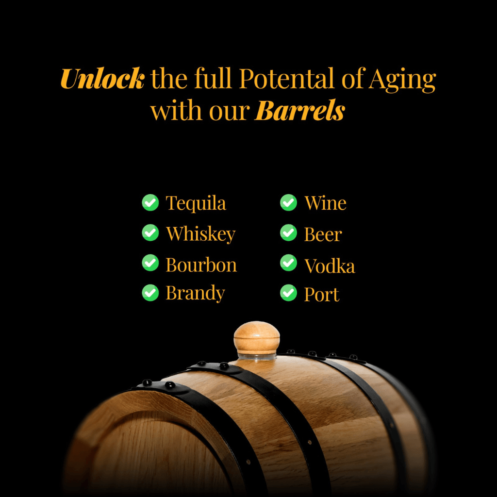3L American Oak Barrel with Metal Spigot – Medium Charred for Aging Wine, Whiskey,Port and Spirits