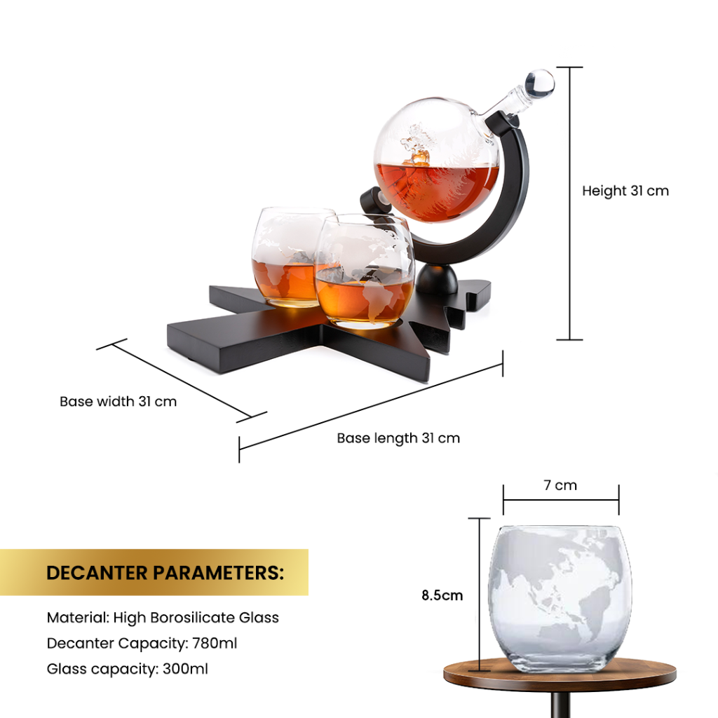 CUSTOM ENGRAVED Australia’s First Limited-Edition Christmas Globe Decanter Set with Hand-Blown Reindeer