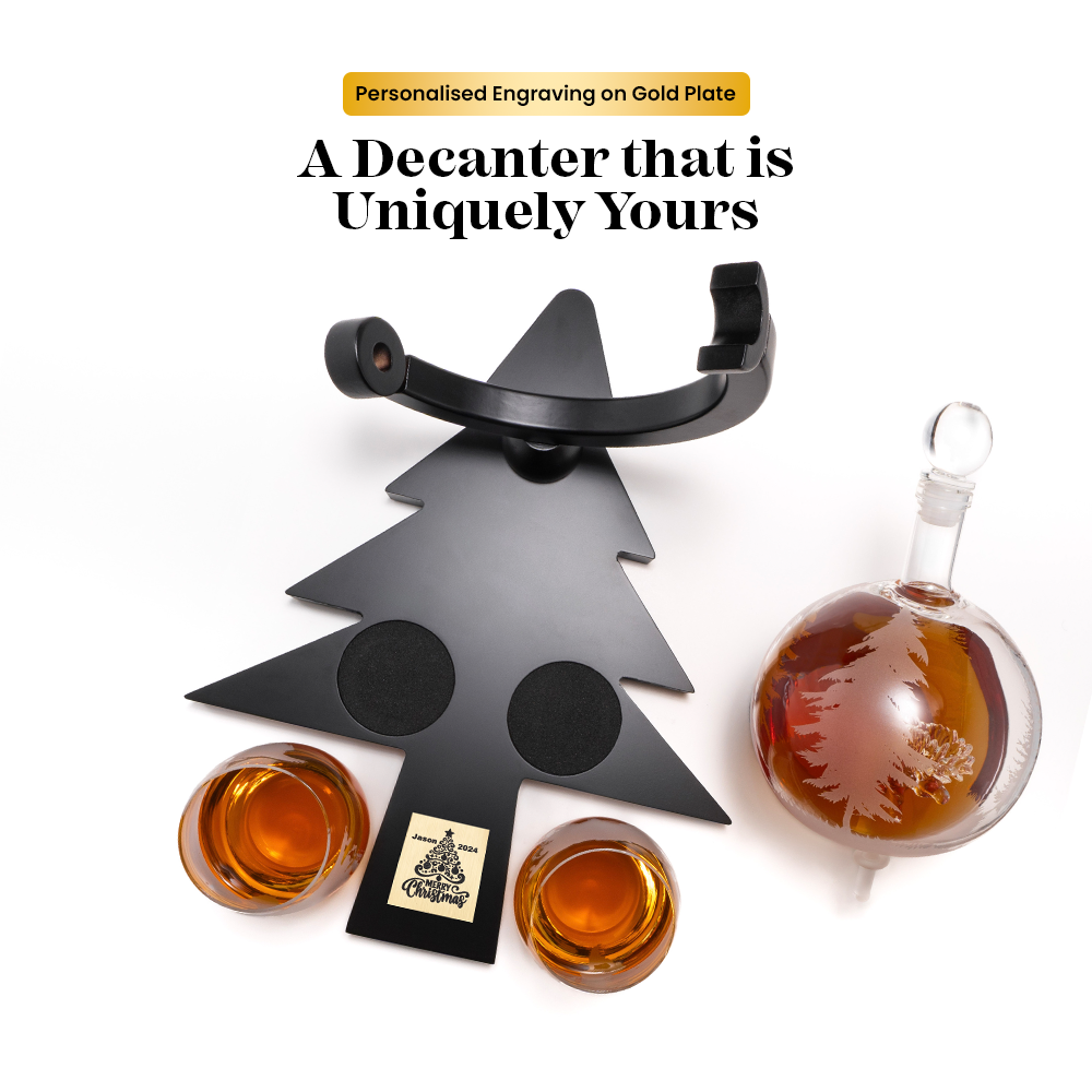 CUSTOM ENGRAVED Australia’s First Limited-Edition Christmas Globe Decanter Set with Hand-Blown Reindeer
