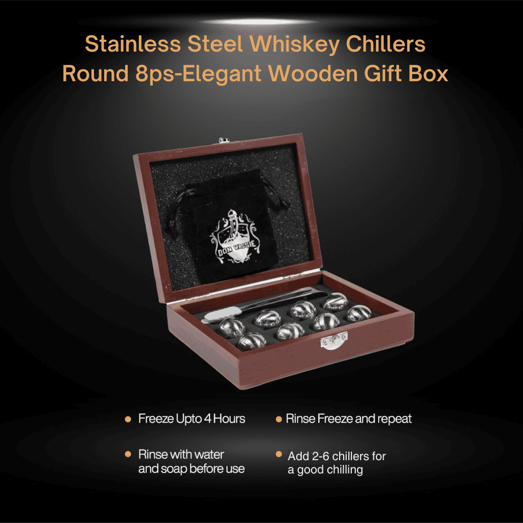 Don Vassie Stainless Steel Whiskey Stones Round 2mm 8 pcs