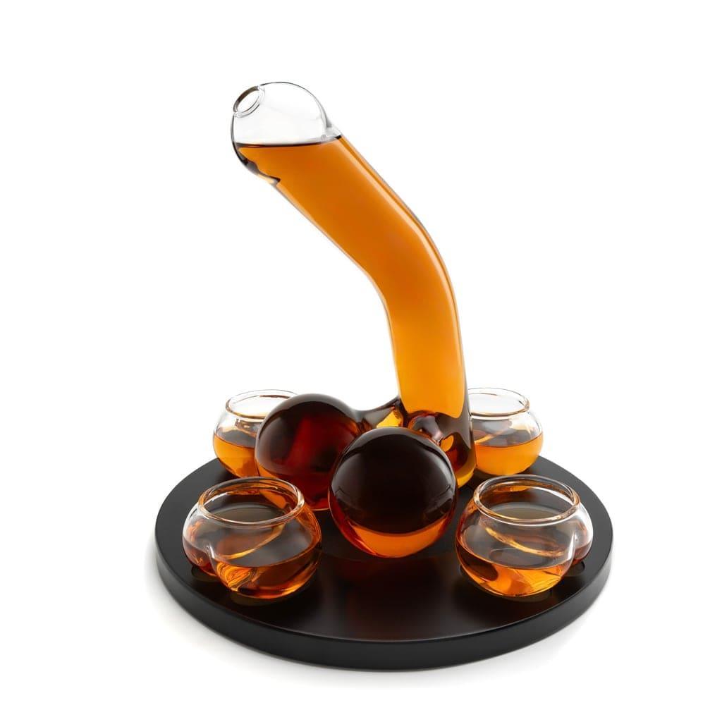 Don Vassie Penis Decanter 850ml with 4 shot glasses 140ml and a rich classic wooden base(pre order item -shipped 15th Nov from Canberra )