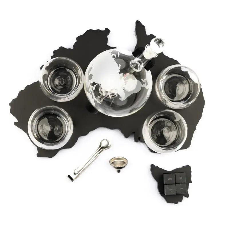 globe whisky decanter set 8