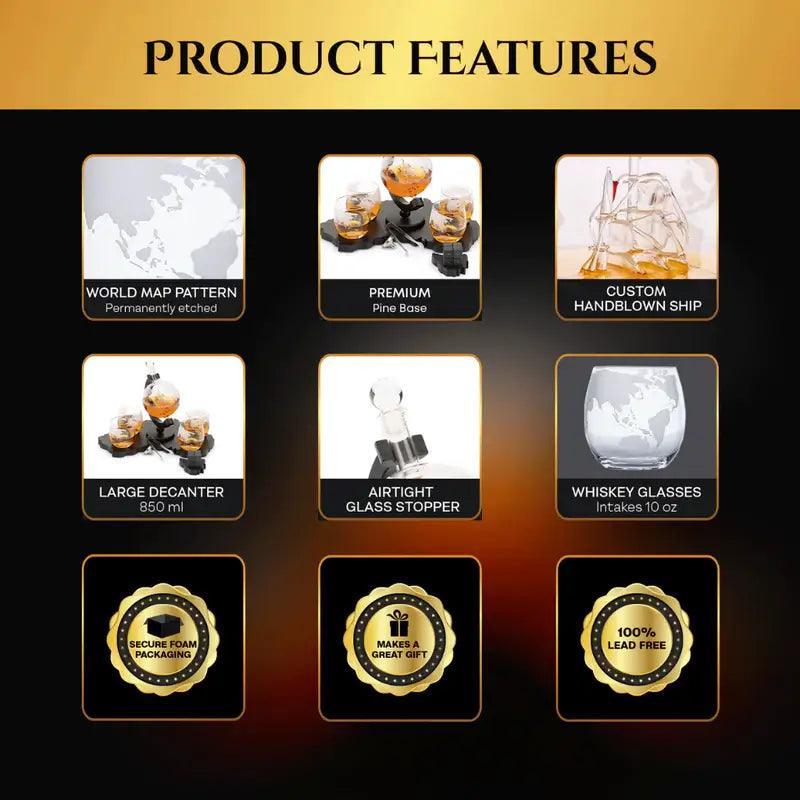 globe whisky decanter set 1