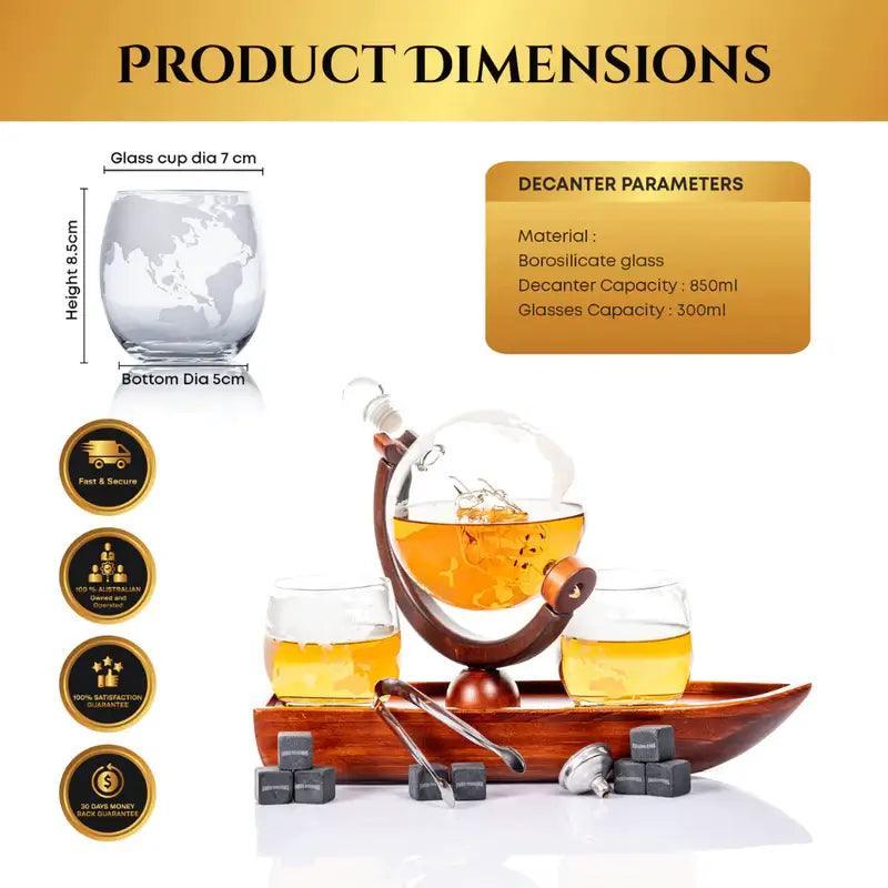 personalized decanter set with 2 whiskey glasses  3