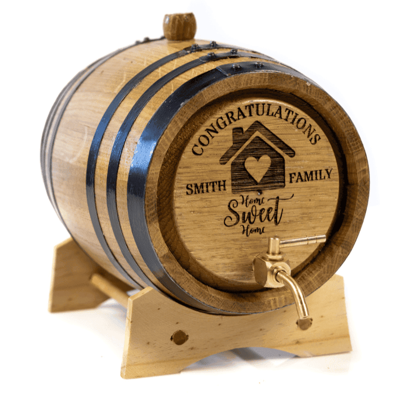 Engraved Housewarming Gift Barrel – Personalized American Oak for Unique Spirits