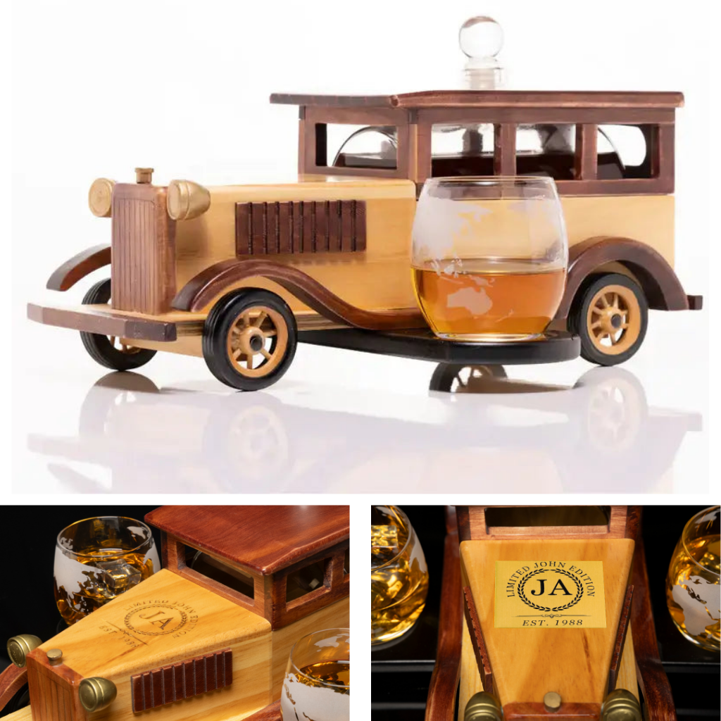 Custom Engraved Limited Edition Don Vassie Carriage Whisky Decanter 750ml with 2-10 oz Glasses