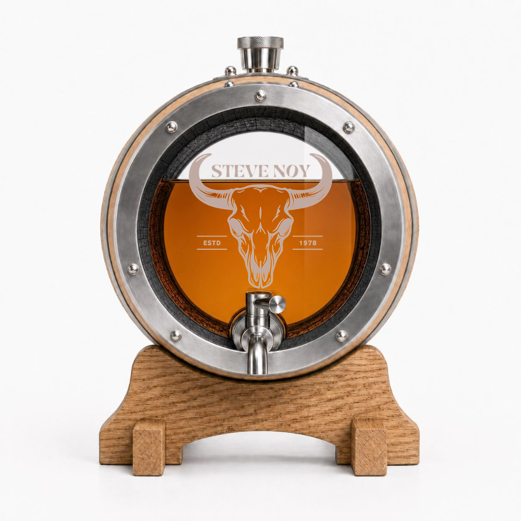 Personalised Etched Glass Head American Oak Barrel – 5L