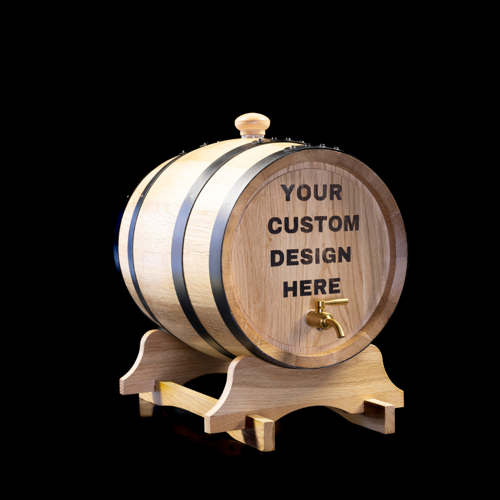 Custom Engraved Oak Barrel +Free Shipping