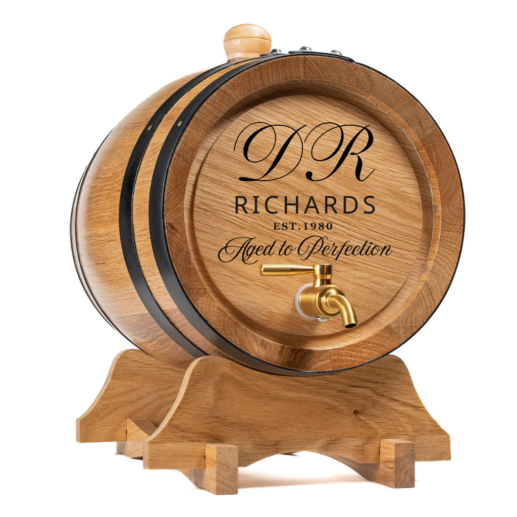 PERSONALISED AMERICAN OAK BARREL "INITIALS ENGRAVING"