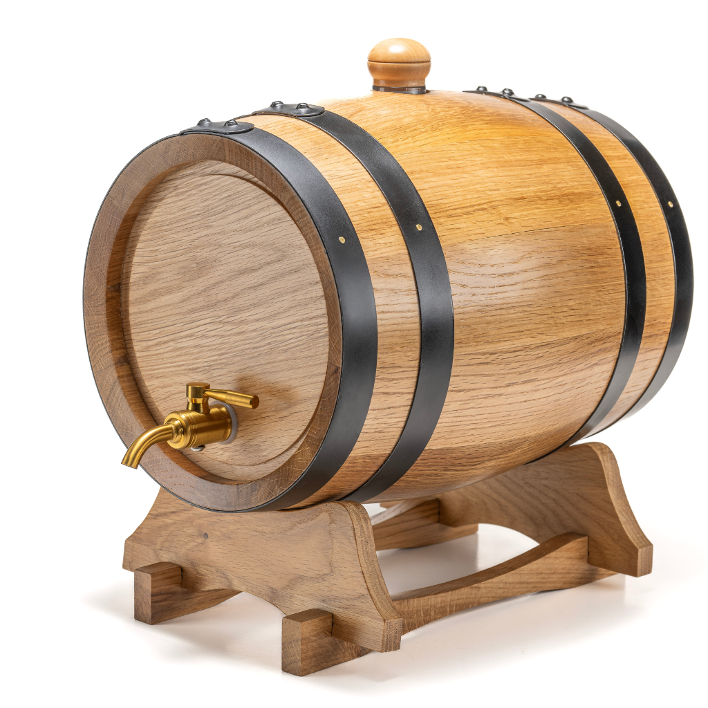 3L American Oak Barrel with Metal Spigot – Medium Charred for Aging Wine, Whiskey,Port and Spirits