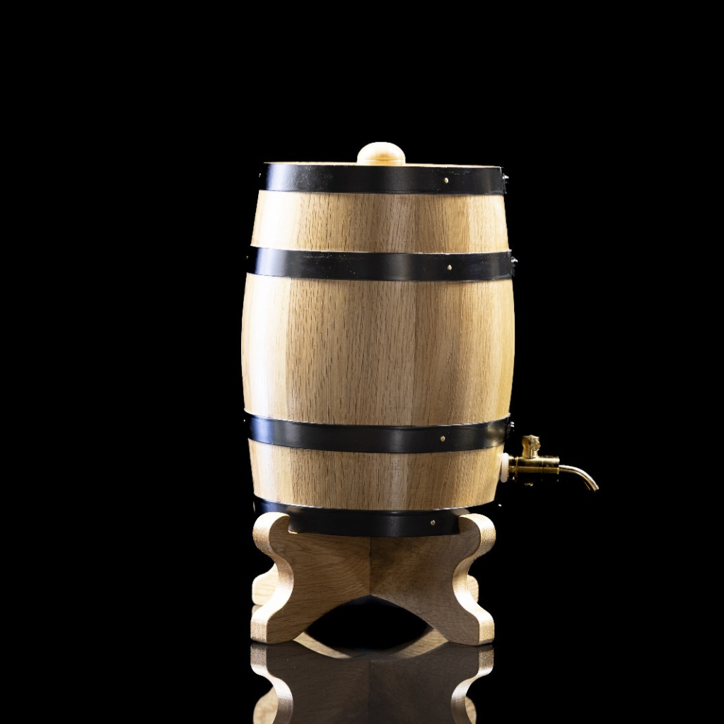 5L Artisan UPRIGHT American Oak Barrel with Metal Spigot – Perfect for Crafting Aged Wine,Port  and Whiskey