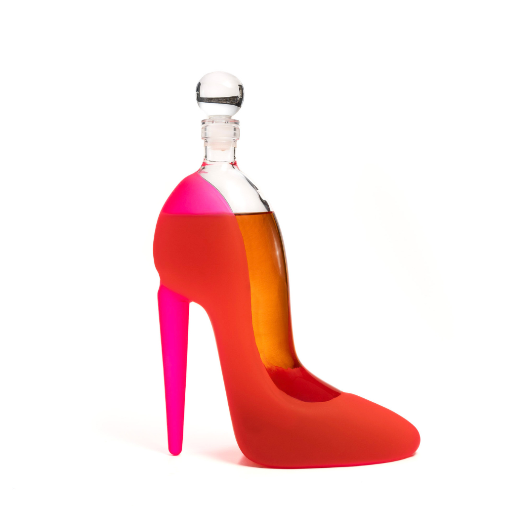 Don Vassie Pink High Heel Decanter Set - 750ml Decanter with 2 High Heel Glasses (60ml) and Matching Base - Perfect Gift for Parties & Celebrations