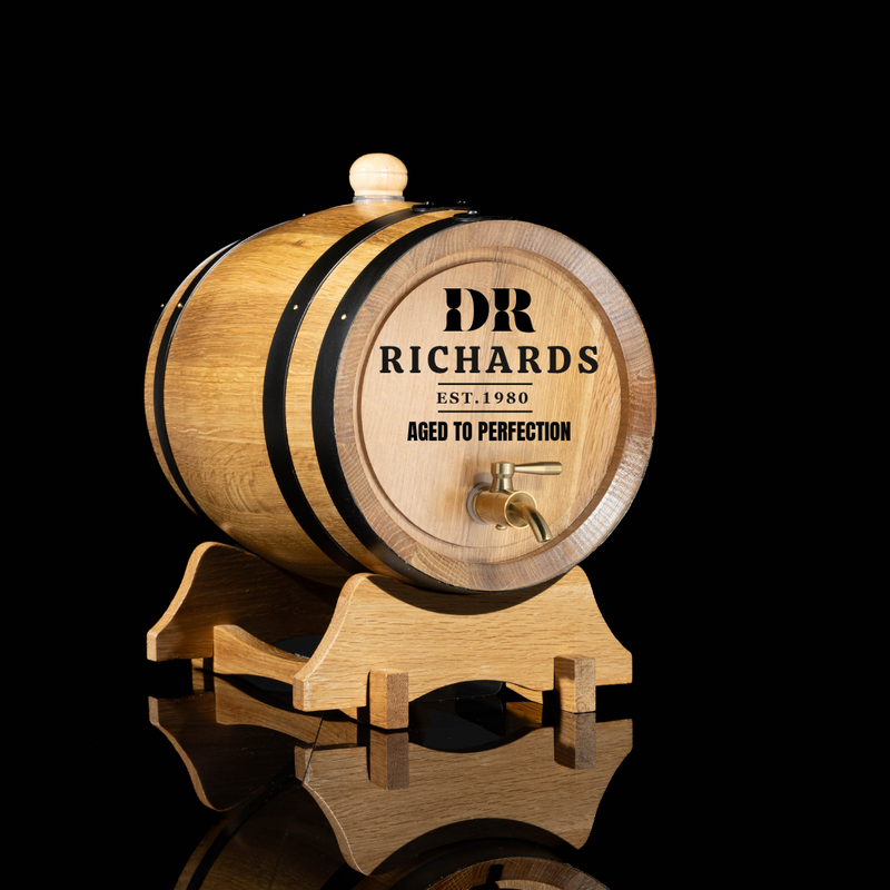 PERSONALISED AMERICAN OAK BARREL "INITIALS ENGRAVING"