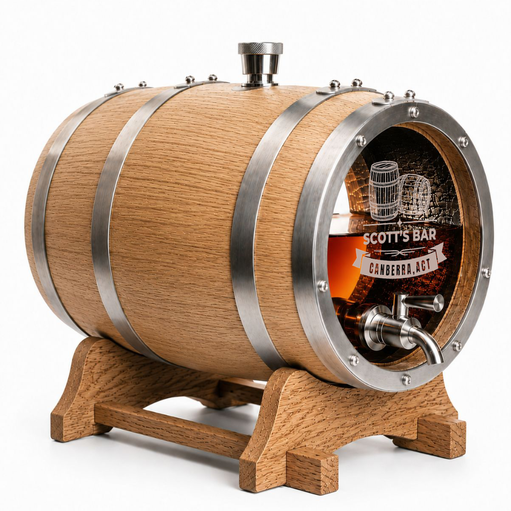 Personalised Etched Glass Head American Oak Barrel – 5L