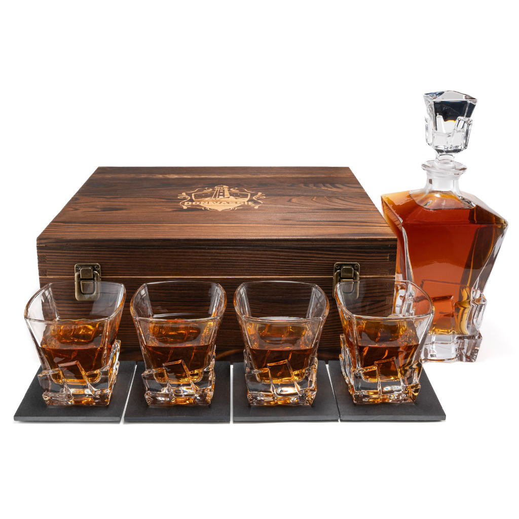 Don Vassie Luxury Whisky Decanter Set with 4 Glasses-MOUNT KOSCIUSKO