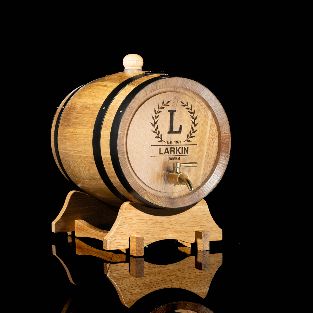 Custom Engraved American Oak Barrel – Initials & Name for Unique Aging Experience