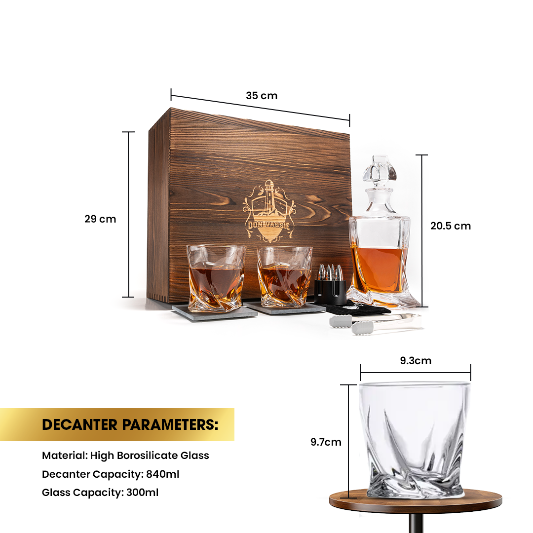 Don Vassie Luxury Whisky Decanter and Stones Gift Set -TWISTED CITY