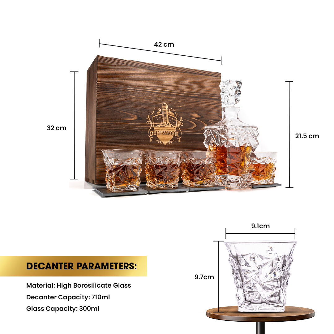 Don Vassie Luxury Whisky Decanter Set with 4 Glasses-DAINTREE RAINFOREST