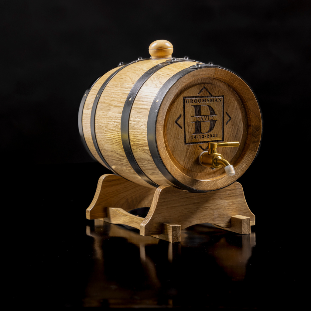 Personalised American Oak Barrel "Groomsman Design"