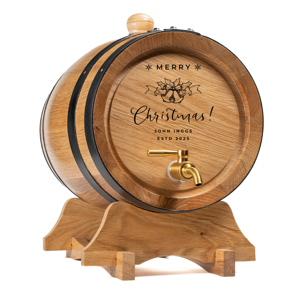 Christmas Limited Edition – Personalised Engraved American Oak Aging Barrel