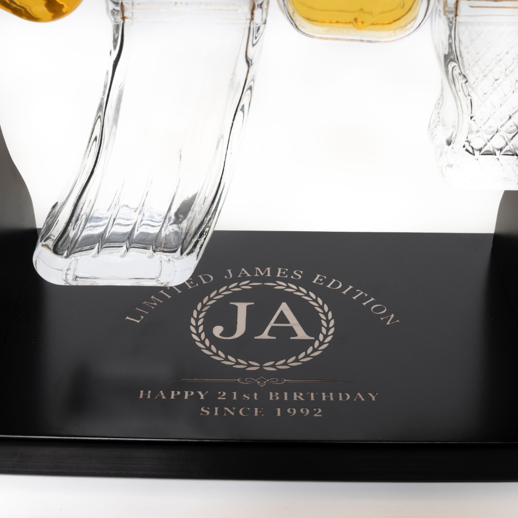 Customizable Limited Edition Rifle Gun Whiskey Decanter Set with Personalised Engraving