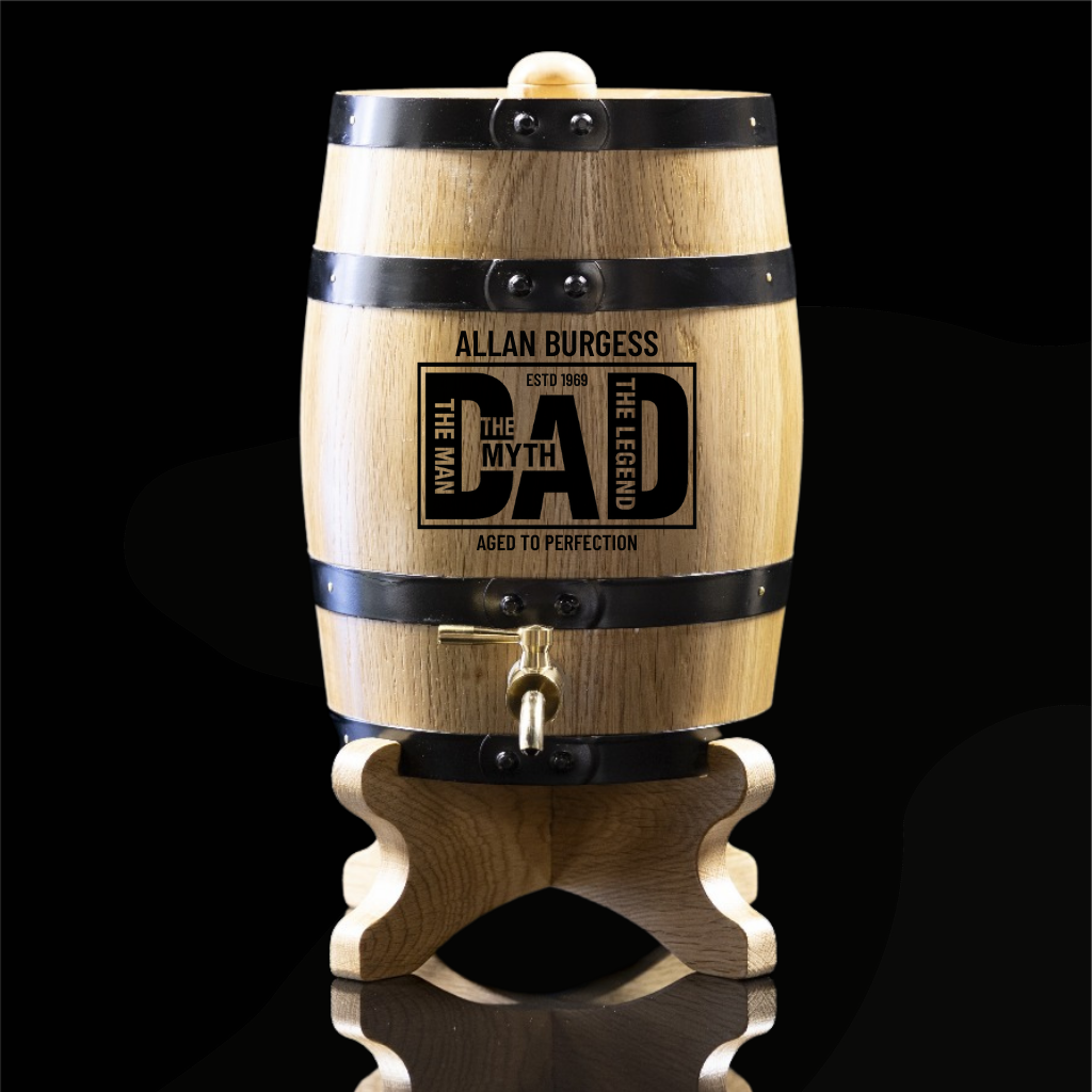 Custom Engraved UPRIGHT Oak Barrel – FATHERS DAY ENGRAVING