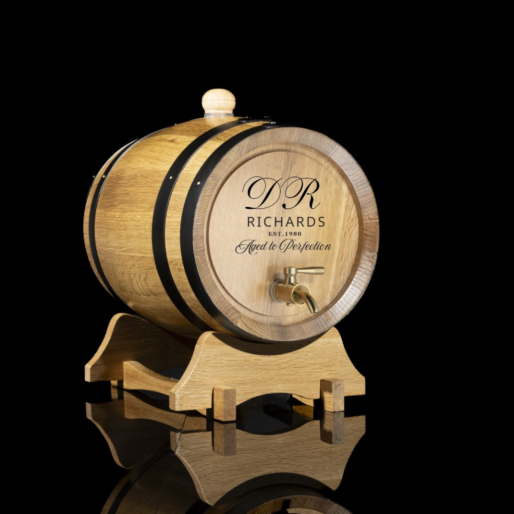 PERSONALISED AMERICAN OAK BARREL "INITIALS ENGRAVING"