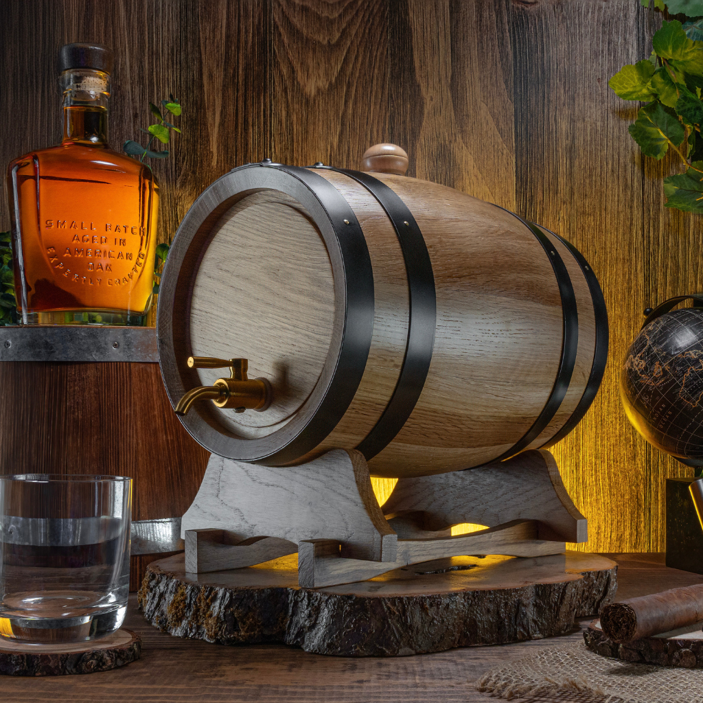 5L Artisan American Oak Barrel with Metal Spigot – Perfect for Crafting Aged Wine,Port  and Whiskey