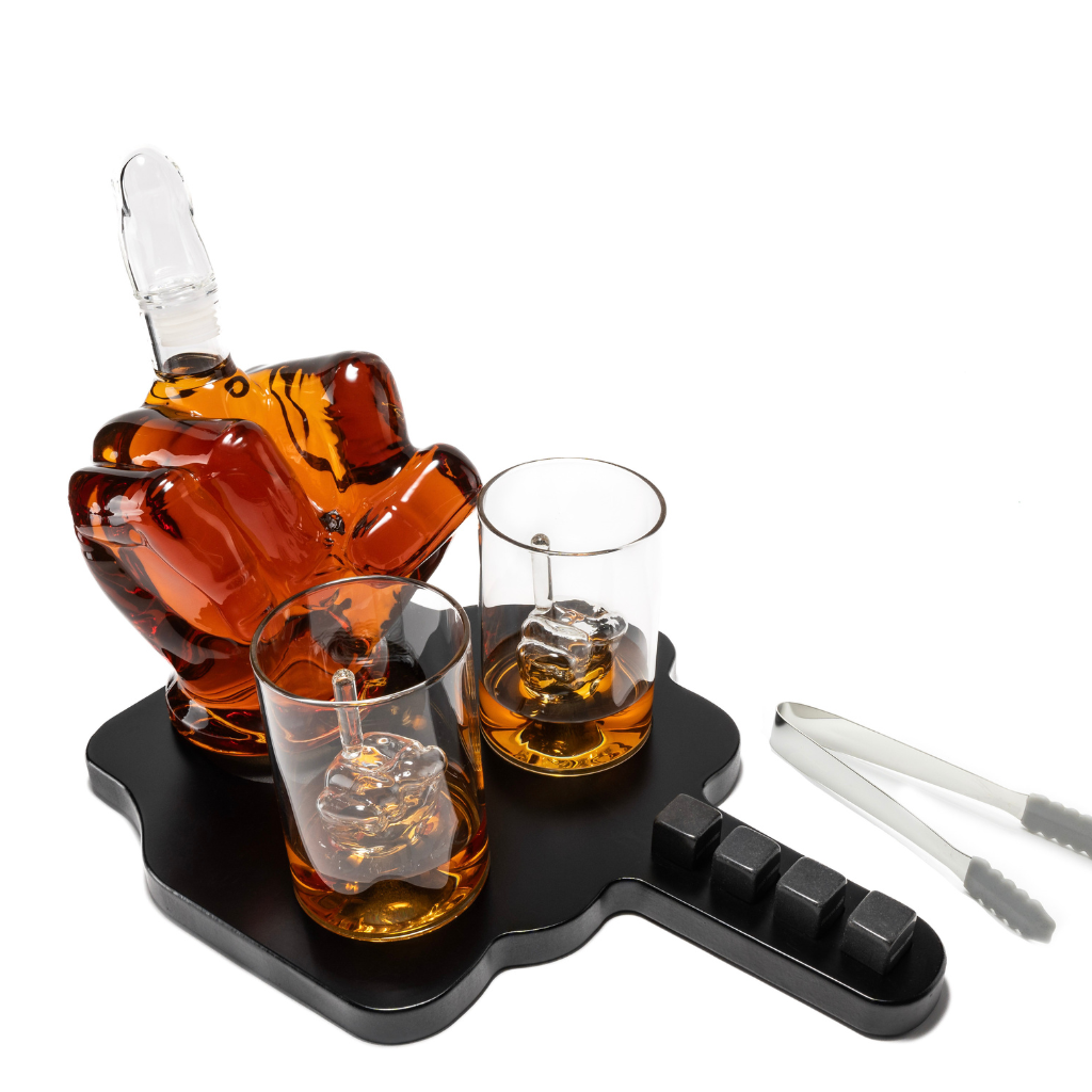Don Vassie Limited Edition Middle Finger Decanter Set-1000ml with 2 Matching Glasses