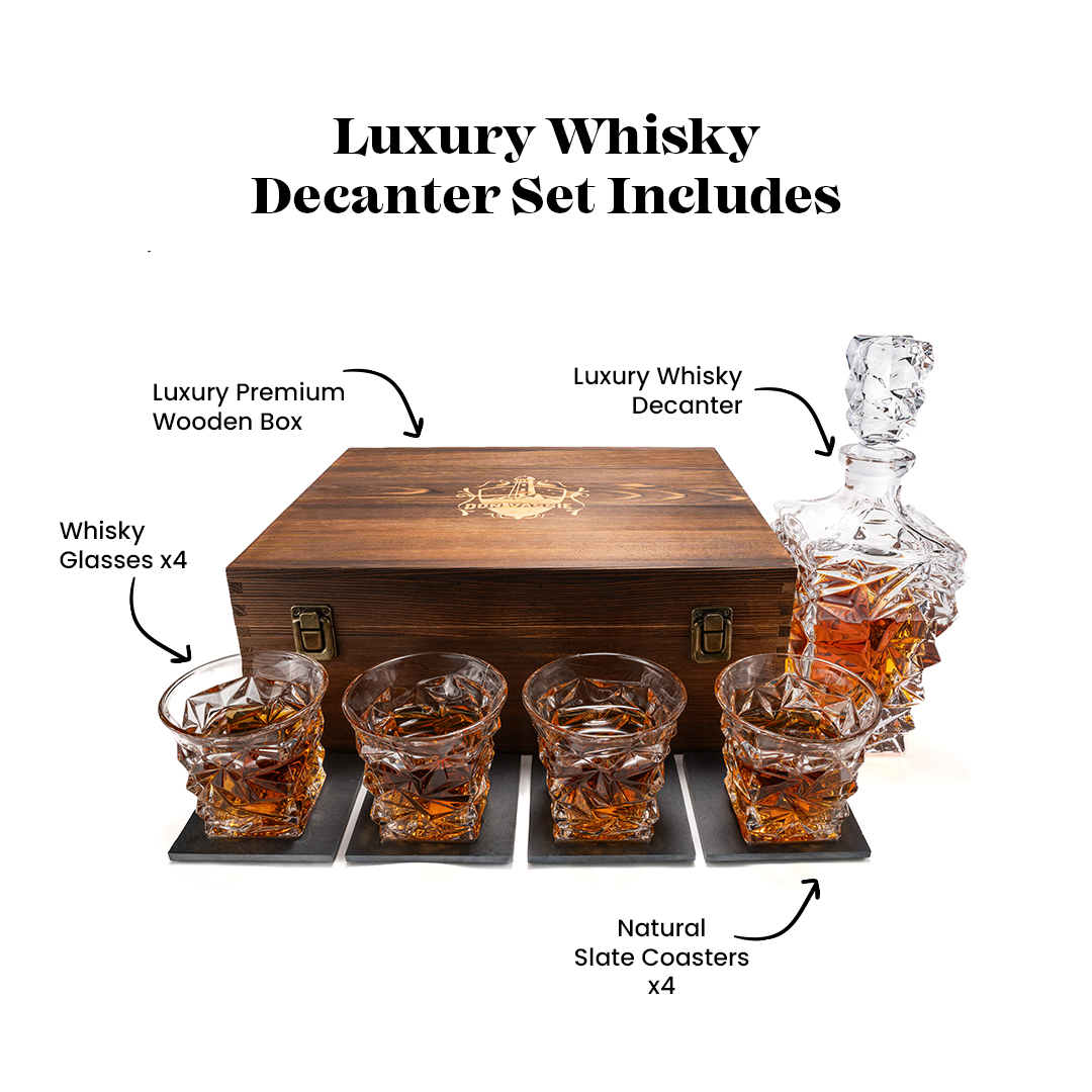 Don Vassie Luxury Whisky Decanter Set with 4 Glasses-DAINTREE RAINFOREST