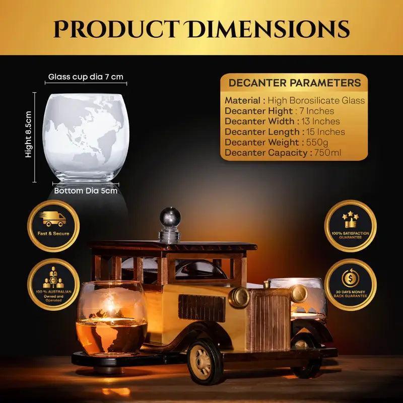 Limited Edition Don Vassie Carriage Whisky Decanter 750ml with 2-10 oz Glasses