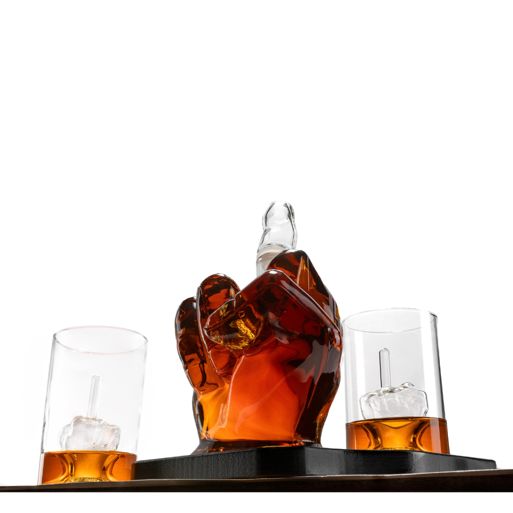 Don Vassie Limited Edition Middle Finger Decanter Set-1000ml with 2 Matching Glasses
