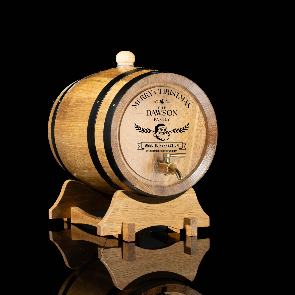 Family Christmas Edition – Aged to Perfection Personalised Engraved Oak Aging Barrel